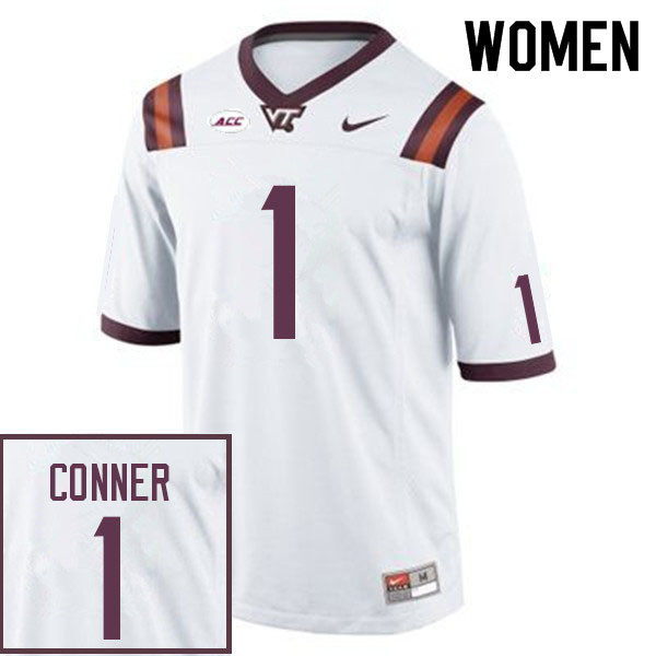 Women #1 Chamarri Conner Virginia Tech Hokies College Football Jerseys Sale-White